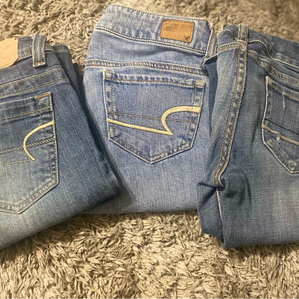 American Eagle Outfitters Light and Medium Blue Jeans